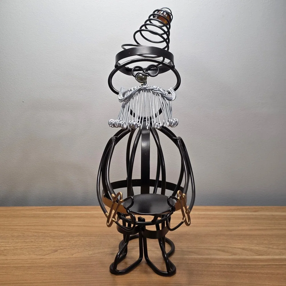 Vintage Metal Santa Claus Figurine Votive Candle‎ Holder Folk Art Home Decor